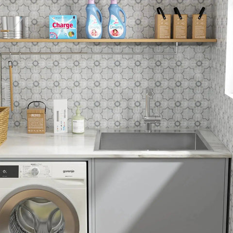 Drop In Laundry Room Sink With 12 Inch Depth, 16 Gauge 304 Stainless Steel, 25 By 22 Inch Single Bowl Utility Sink, Dcolora DC-L7701 Installed