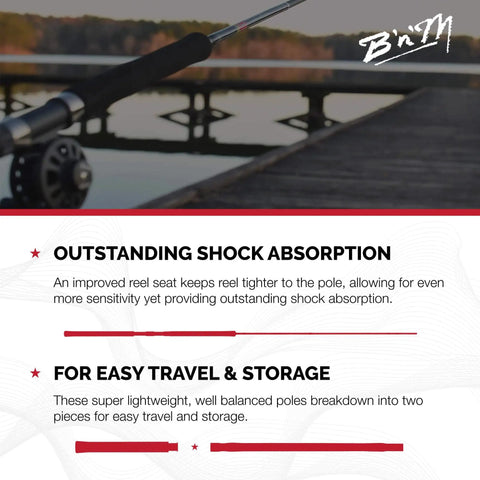 Gold Finish 10-Foot Two-Piece Jig Pole For Finesse Presentations shown with a focus on reel seat and lightweight design.