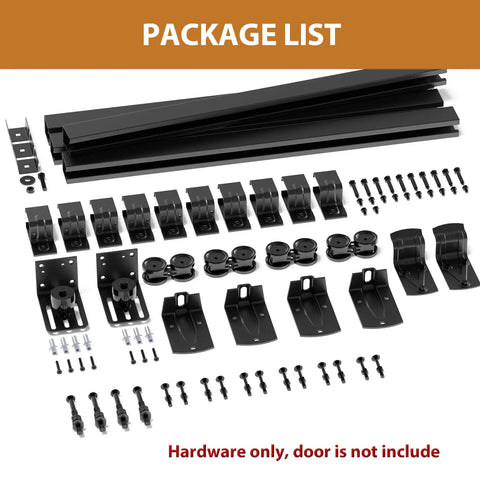 Exterior Sliding Barn Door Hardware Kit Box Rail Track Set For Outdoor Use Heavy Duty 450 Pound Capacity Wall Mount Kit layout