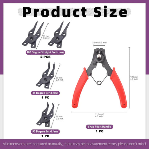 All In One 4 In 1 Snap Ring Pliers Kit With 262 Pcs External And Internal Retaining Rings 6 Sizes From 4mm To 30mm