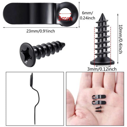Metal Picture Frame Turn Button Fasteners With Screws Set For Hanging Photos Drawings And Posters, close-up of hardware with dimensions
