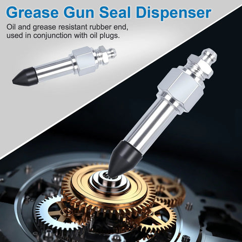Amazon 5PCS Grease Gun Needle Accessory Set: metal dispenser, rubber coupler, detachable needle tip, 2 nozzles