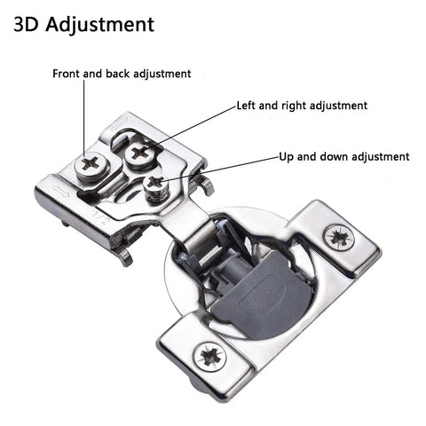 Twenty Pack One Half Inch Overlay Soft Close Concealed Kitchen Cabinet Hinges Satin Nickel Three Way Adjustable