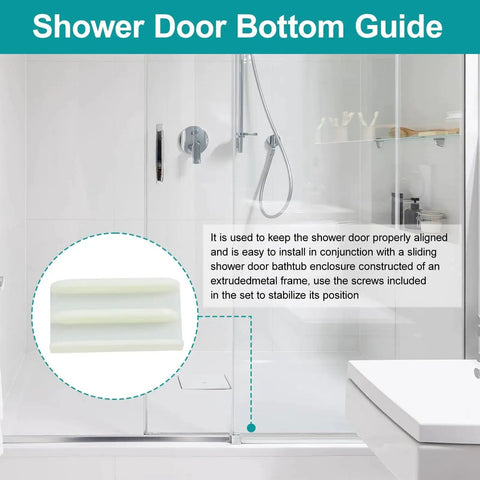Sliding Shower Door Bottom Track For Top-Hung Glass Doors, Designed For 7/16 Inch Thick Glass And 1/2 Inch Channel, shown installed