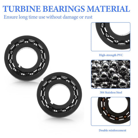 Two black turbine bearings, 2-pack for Hayward pool vacuums; PVC housing with stainless steel balls