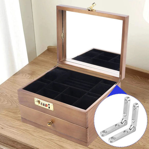 6 Pieces 90 Degree Small Hinges For Wooden Jewelry Boxes With 24 Screws Silver Zinc Alloy Hardware Perfect For DIY Projects And Box Repairs