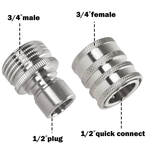 Stainless Steel Pressure Washer Adapter Set With M22 Male Threads And Quick Disconnects Includes Three Eighths Inch To Three Quarters Inch Quick Connects And Swivel Adapters Eight Pack Durable Build For Easy Water Flow Hourleey
