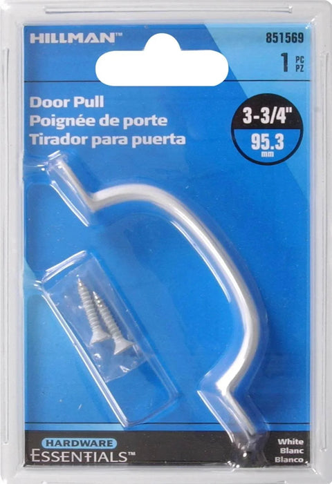 Utility Pull With White Coating Three And Three Quarters Inches Long in packaging with screws, designed for interior cabinet upgrades.