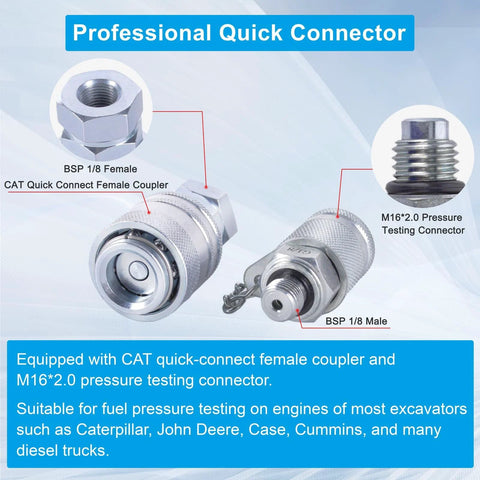 GRYVOZE Adap-Cat hydraulic pressure test coupling kit with CAT quick-connect female, M16x2.0 testing connector, BSP 1/8 threads