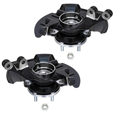 Front Steering Knuckles With Wheel Hub Bearings And Outer Tie Rod Ends Replacement Kit For 2007 2012 Hyundai Elantra With Four Wheel ABS DIY Ready OEM Quality Durable Performance
