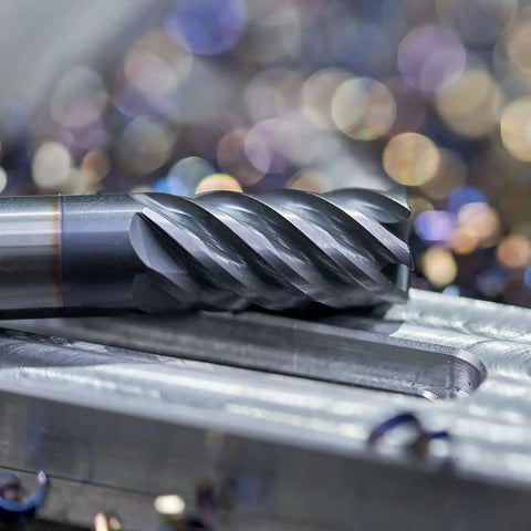 Close-up of a Four Pack 2.5mm Cutting End Mills With 6mm Straight Shank 4 Flute HSS AL Cutter Bits For CNC Router Wood PVC MDF Engraving