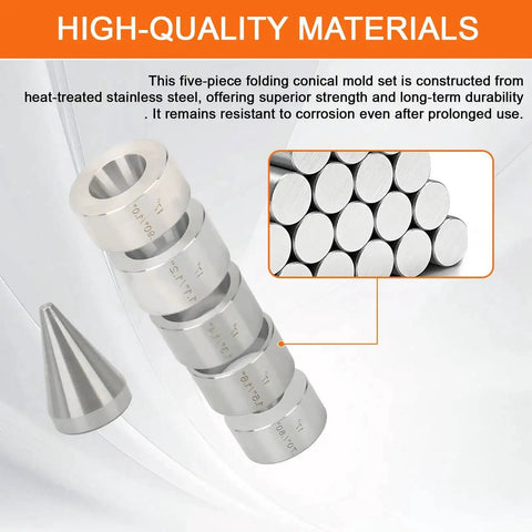 Five Piece Folding And Reduction Die Set With Heavy Duty Stainless Steel Stabilizer and folding cone dies for metal forming