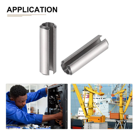 Slotted Spring Pin Set 6mm x 20mm Stainless Steel Roll Pins 10 Pack for Home Workshop Projects Heavy Duty 304 Stainless Dowel Pin Silver Fastening Pin for Machinery and Equipment application image