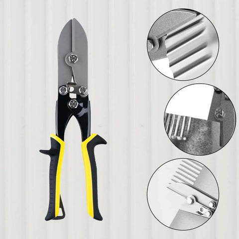 5 Blade Hand Crimping Tool For Sheet Metal And Gutter Ducts with lock, ergonomic grip, in black and yellow finish
