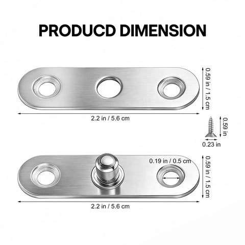 Dimensions of 20 Pack Pivot Hinge With 360 Degree Rotation Hidden Door Hinge 2.2 Inch By 0.6 Inch Stainless Steel