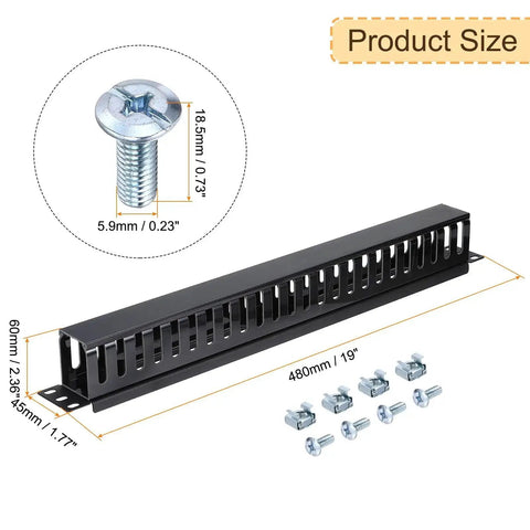 Two Pack 1U 19 Inch Cable Manager For Network Cabinets, 24 Slot Horizontal Wire Organizer, Heavy Duty Metal Finger Duct