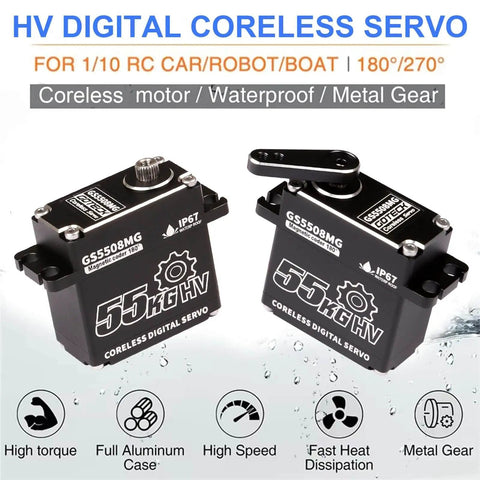 55Kg Coreless Digital Servo With Waterproof Design, 8.4V High Torque Metal Gear For RC Crawler, Boat, Truck And Robot, image of servo