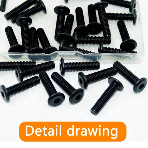 M6 x 25mm Flat Head Hex Socket Cap Screws 30 Pack, 304 Stainless Furniture Bolts Full Thread, Black Oxide Finish in box