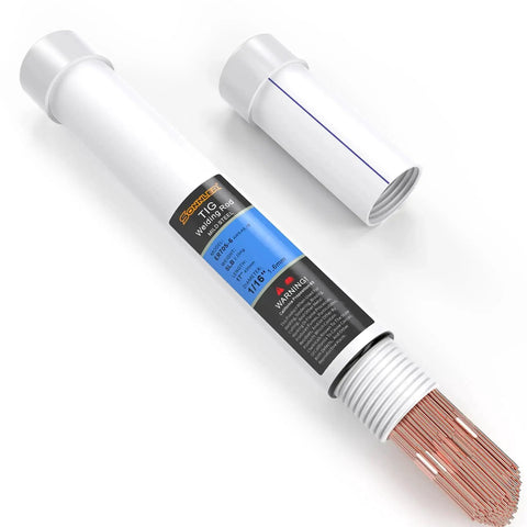 ER70S-6 Mild Steel TIG Welding Rod Filler Wire One Sixteenth Inch Diameter, Sixteen Inch Length, 5 Pound Pack in white tube