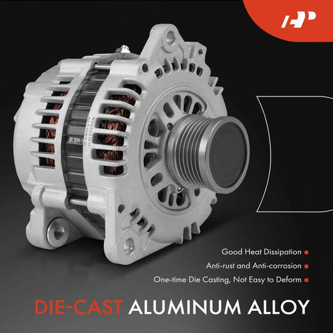 Alternator Replacement For Nissan Rogue 2008-2012 And X-Trail 2005-2006 2.5L 12V 110A 6-Groove Clockwise Pulley Fits L4 Engine