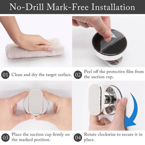 Step-by-step guide for installing Two Piece Suction Cup Handle Set For Shower Glass Doors And Cabinets No Drill Removable Knob installation.