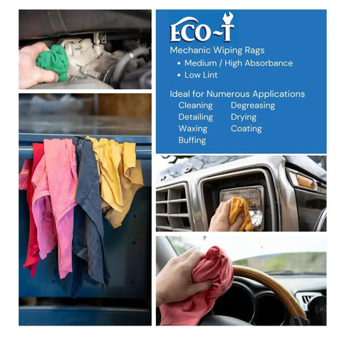Industrial Mechanic Shop Rags Four Pound Bag Made From 100 Percent Recycled Colored T Shirt Material Highly Absorbent Budget Friendly Low Lint Wiping Cloth For Auto Shop Garage And Heavy Duty Cleaning