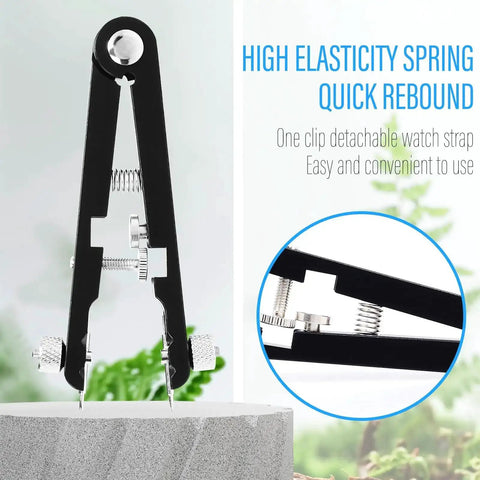 Watch Band Tool Kit With Pro Grade Spring Bar Pliers And 10 Tips Tweezers Set shown on a stone surface