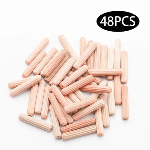 48 Pack 5Mm By 25Mm Wooden Dowel Pins With Fluted Beveled Ends For Shelves And Woodworking Hardwood Dowels For A Tight Friction Fit
