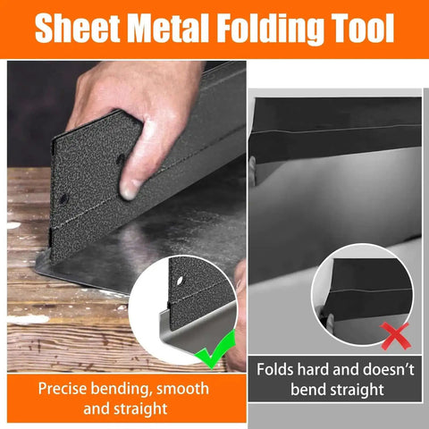 Pro Grade Heavy Duty 12 Inch Sheet Metal Bender Tool With Dual Folding Depths 3/8 Inch And 1 Inch showing precise metal bending