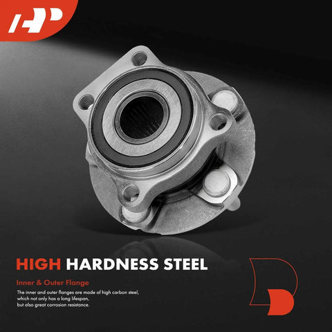 2 Front Wheel Bearing And Hub Assembly Set 5 Lug Compatible With Subaru Outback 2005 2014 And Legacy 2005 2014 Heavy Duty Durable Replacement For Daily Driving close-up of hub with high hardness steel