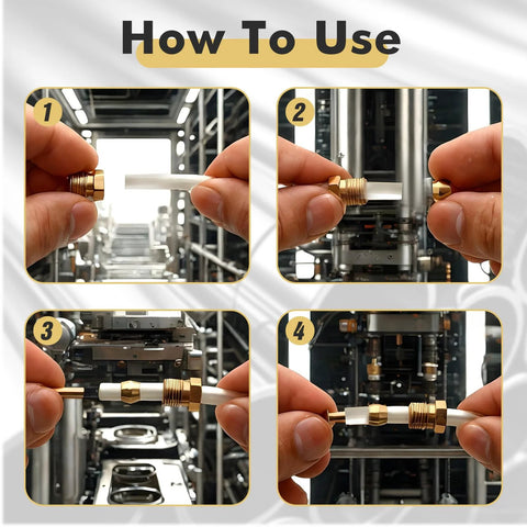 Brass 1/4in compression fitting for 4mm OD tubing, gold color, 50 pcs pack