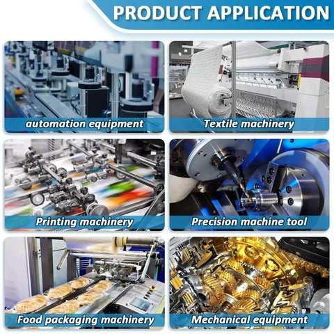 Collage of automation equipment, textile machinery, printing machinery, precision tools, food packaging, and mechanical equipment.