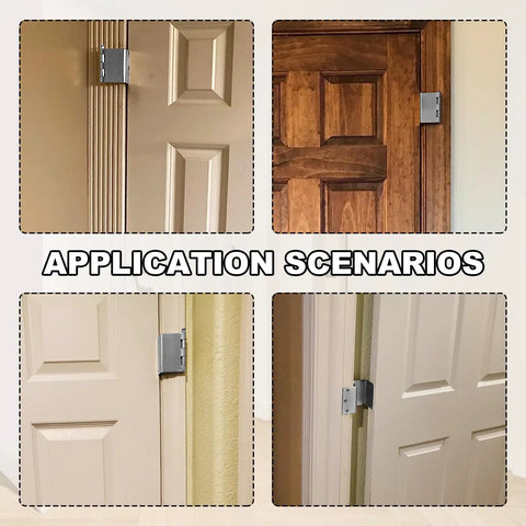 Application scenarios of Expandable Handicap Door Hinges Offset Two Swing Hinges In Satin Chrome For Wheelchair Accessibility Opens 90 Degrees And Adds 2 Inches To Doorways For Barrier Free Entry installed on various doors.