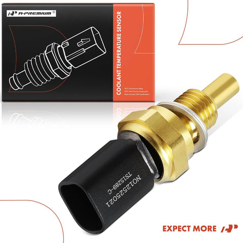 Engine coolant temperature sensor, 2-pin, brass body with black connector; A-Premium, Chrysler/Dodge/Jeep/Ram compatible