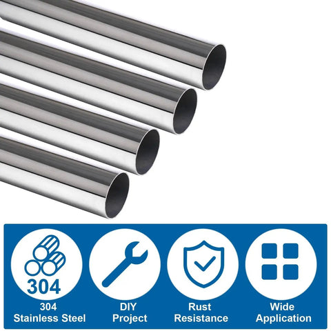 1-3/4 Inch OD 1 Ft Welded Round Stainless Steel Tube 304 Stainless Steel For DIY Crafts Furniture Frames Industrial Projects And Metalwork