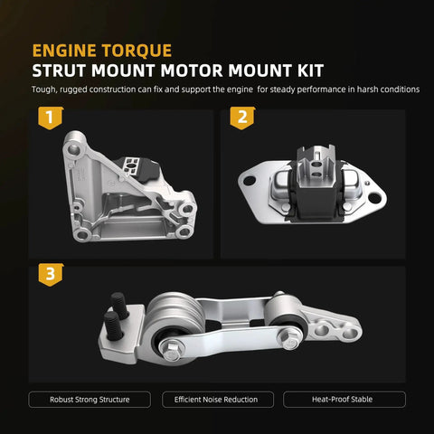 Boss Engine Torque Strut Mount Kit for Volvo Cars JAVOUKA 5 Piece Replacement Set overview of components.