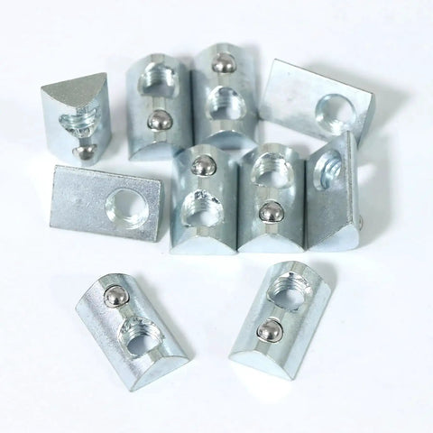 5/16-18 threaded steel roll-in T-nut with ball spring for 15 and 40 series aluminum extrusion profiles, 20-pack display