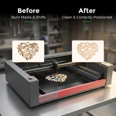 CO2 laser cutter with 400x400mm Honeycomb Laser Bed For CO2 Laser Cutters, Desktop Engraver Accessories, cut comparison before and after