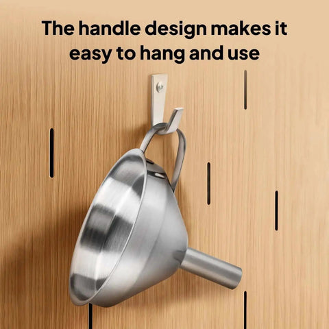 Stainless Steel Resin Funnel With Filter And Brush for 3D Printers Spill Free Filtration, durable metal funnel hanging on wooden wall hook