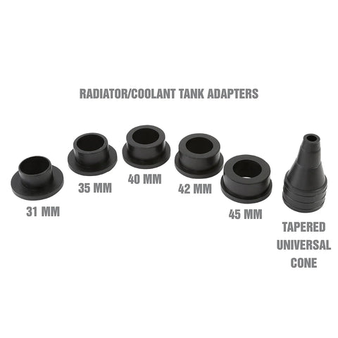 Radiator adapters for Air Evac Cooling System Refill Kit With Universal Adapter And Storage Case Quickly Refill Cooling System Eliminate Trapped Air Prevent Engine Overheating Includes 5 Bushings And Vacuum Leak Test