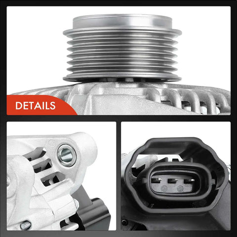 OEM-Grade 12V 110A Alternator For Hyundai Tucson 2010 2011 2012 2013 2.0L 2.4L And Kia Forte 2010 2013 2.0L Plus Sportage 2011 2013 2.4L With Electric Power Steering CW Rotation Replacement 37300-2G150 37300-25600 37300-2G400, detailed views