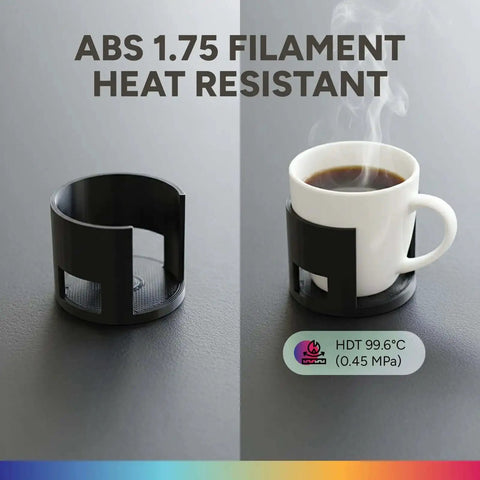 High-Strength ABS 1.75mm Filament For 3D Printers, heat resistant black holder showing coffee mug in use
