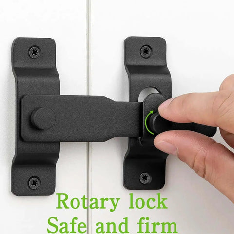 Hand using Matte Black Flip Latch Gate Latch Lock For Barn Fence And Sliding Doors Heavy Duty Stainless Steel Gate Hardware