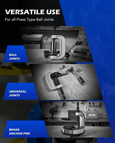 23Pc Ball Joint Press Kit With U Joint Removal Sockets And Heavy Duty Adapters for versatile auto suspension repair.