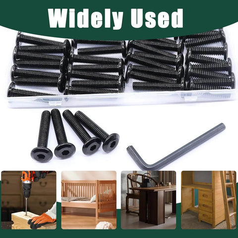 30 Pack M6 Flat Head Socket Cap Screws Bolts Made From Stainless Steel 304 Black Zinc Plated Fully Threaded Countersunk Screws With Hex Spanner For Furniture Builds And Woodworking Projects