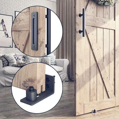 Eight Point Two Foot Sliding Barn Door Hardware Kit With Smooth Quiet Track Easy To Install Includes Step By Step Installation Instructions Fits Forty Eight Inch Wide Door Panel J Shape Hanger Beefy Alloy Construction With Black Powder Coat