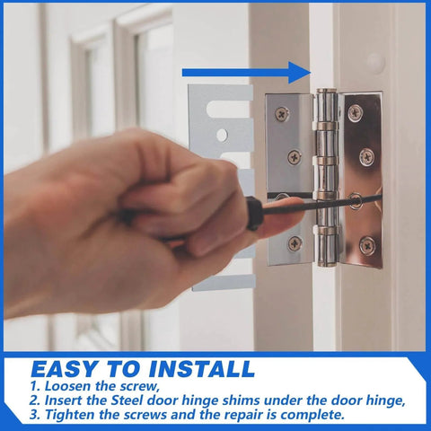 Installing Stainless Steel 16 Gauge Door Hinge Shims 4-1/2 In By 1-5/8 In Hinge Spacer With Coated Finish, 10 Pack Bulk
