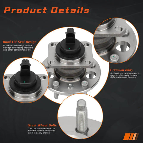 Rear Wheel Hub & Bearing Assembly Pair for Buick LeSabre/Lucerne/Park Avenue/Riviera, Cadillac DeVille/Eldorado with ABS details