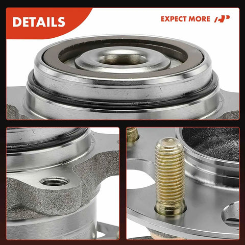 Close-up of Rear Wheel Bearing And Hub Assembly Two Pack For Honda Civic 2013 2014 2015 FWD 5 Lug Compatible Replacement