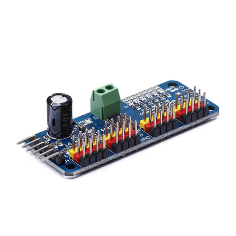 16 Channel PWM Servo Driver Module With I2C Control, detailed view showcasing pin connectors, compatible with Arduino Raspberry Pi, 2 pack